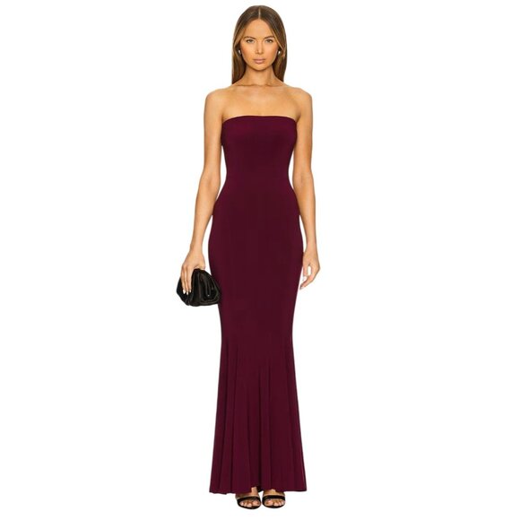 Norma Kamali x REVOLVE Strapless Fishtail Gown in Plum Small Womens Maxi  Dress